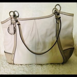 Coach Alexandra Chain Leather Tote - White & Putty